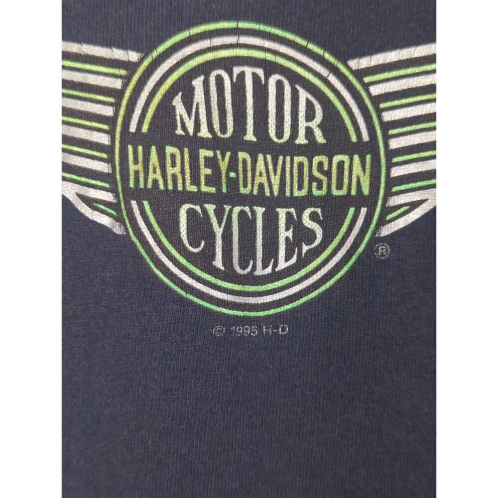 Vintage Harley Davidson Top Woman's Large Black Lace Sleeves Crocheted Biker - Picture 6 of 14